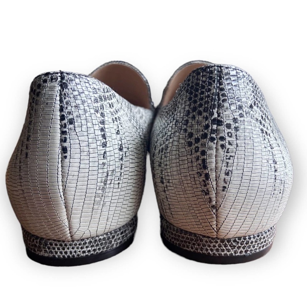 27 Edit Shoes Flats Snake Print Pointed Toe Leather White Grey Size 9 - Picture 8 of 11
